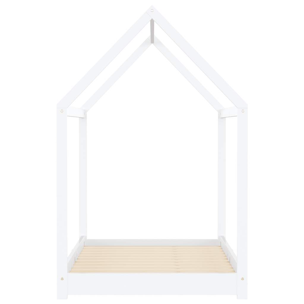 Kids Bed Frame White Solid Pine Wood 90x200 cm